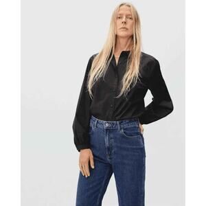 NWT Everlane Womens Black Button Down Girlfriend Long Sleeve Shirt Size 6